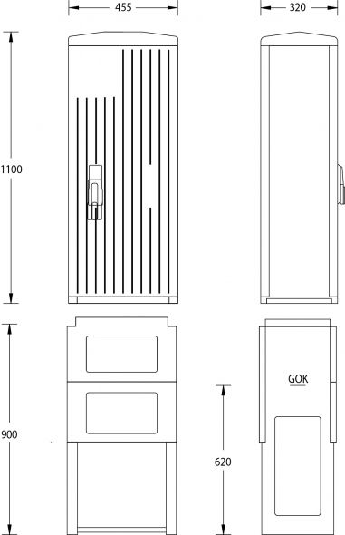 Leerschrank IP44 A060-M-1100