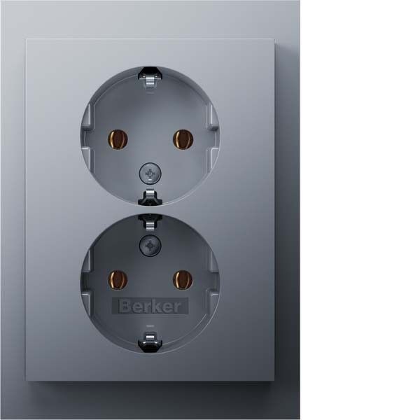 SCHUKO-Doppelsteckdose 47747003 alu matt lackiert SCHUKO-Doppelsteckdose 47747003 alu matt lackiert