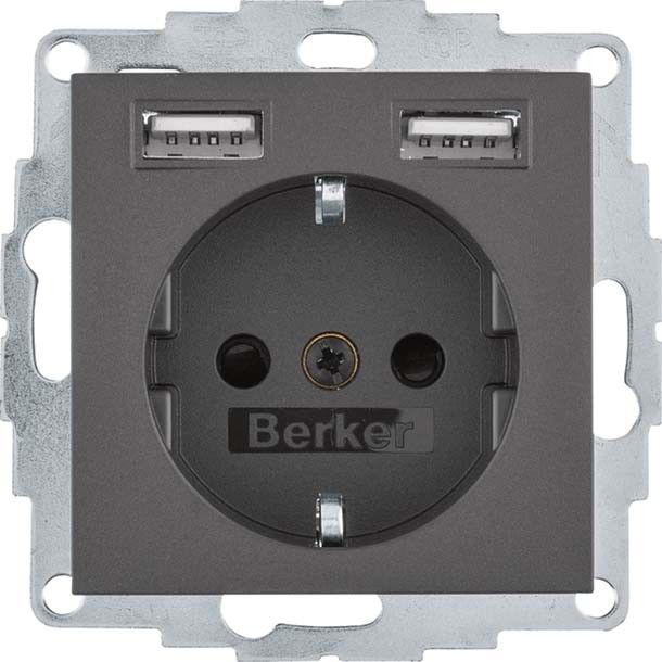 SCHUKO/USB-Steckdose 48031606 anthrazit matt SCHUKO/USB-Steckdose 48031606 anthrazit matt