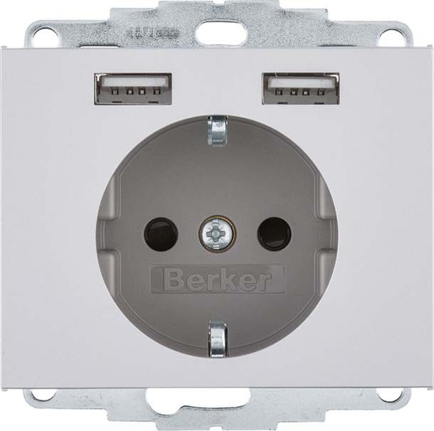 SCHUKO/USB-Steckdose 48037003 alu matt lackiert SCHUKO/USB-Steckdose 48037003 alu matt lackiert