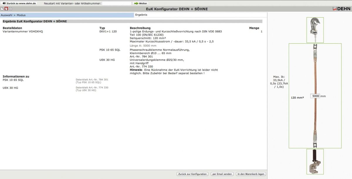 Erdungs u. Kurzschließseil EKV1+150V2KWXUL