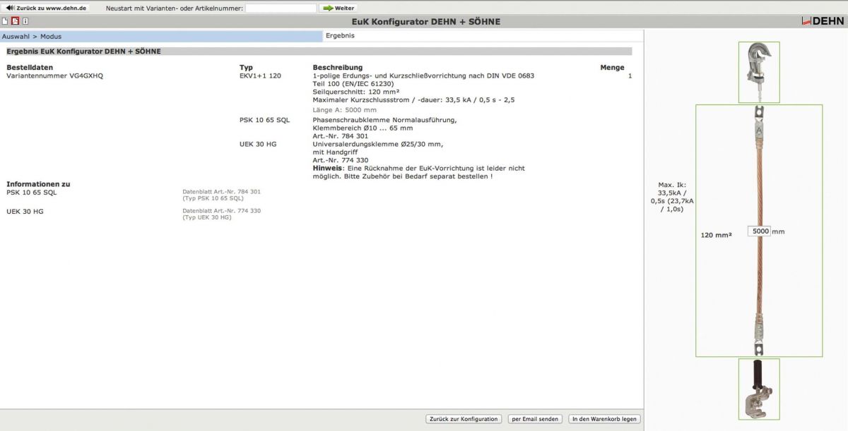 Erdungs u. Kurzschließseil EKV1+170VRP32FL