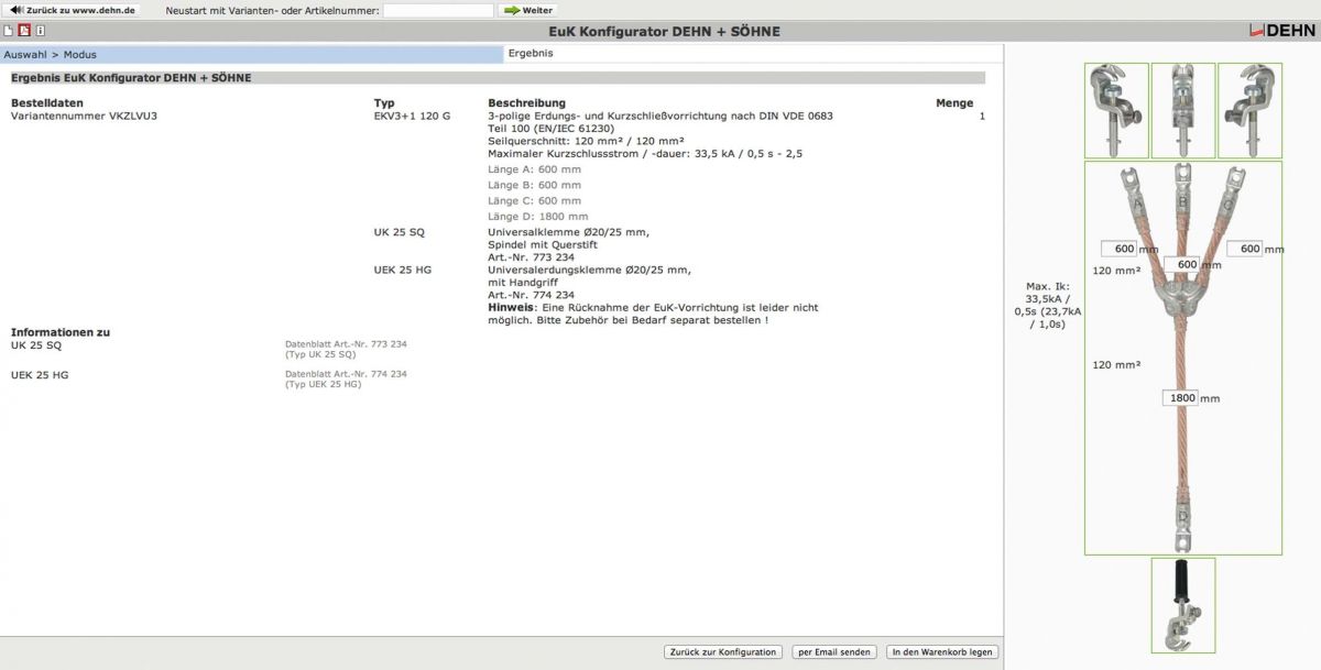 Erdungs u. Kurzschließseil EKV3+116GV8MCNWM