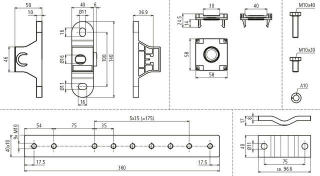 Potentialausgleichsschiene PAS EX 1+5AP M10 V2A