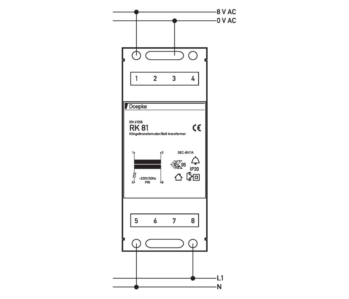 Klingeltransformator RK 81 8V/1A