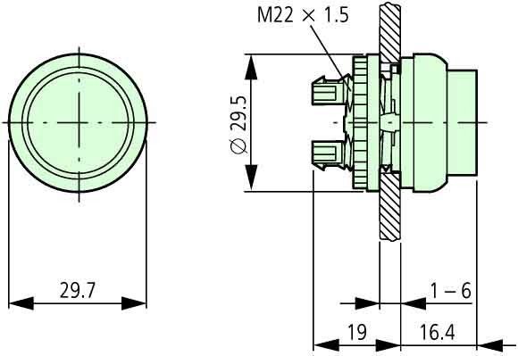 Leuchtdrucktaste M22S-DLH-G-X1