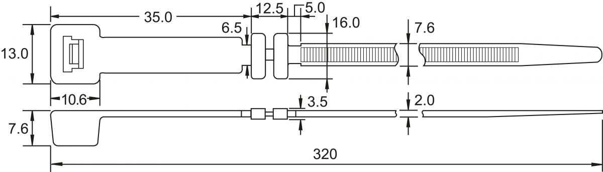 Befestigungsbinder CTF120 PA66 BK 100