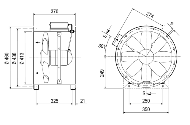 Axial-Rohrventilator DZR 40/4 B E Ex e