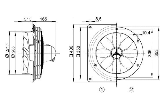Axial-Wandventilator DZQ 25/2 B E Ex e