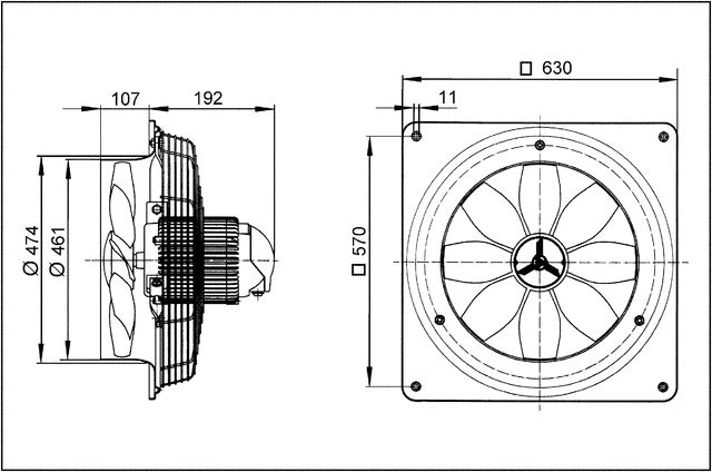 Axial-Wandventilator DZQ 45/4 B