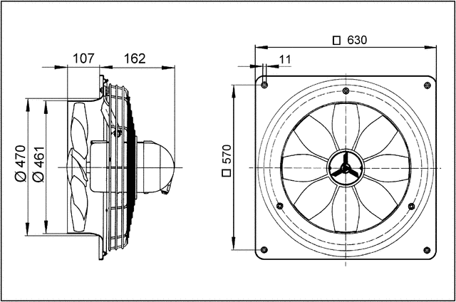 Axial-Wandventilator DZQ 45/6 B E Ex e