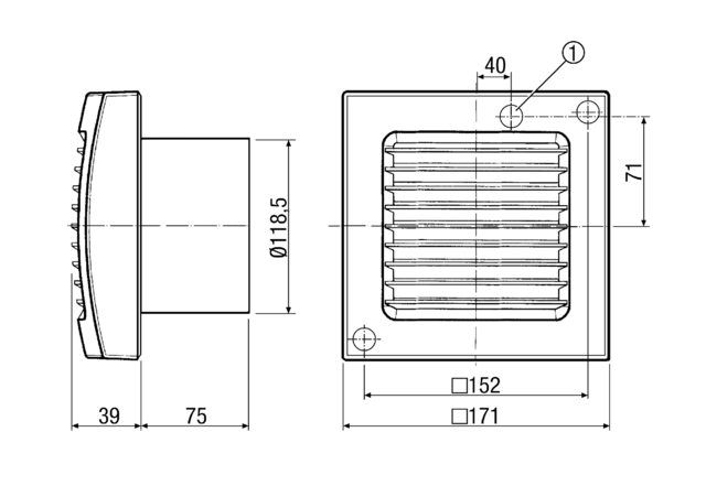 Kleinraumventilator ECA 120 24V