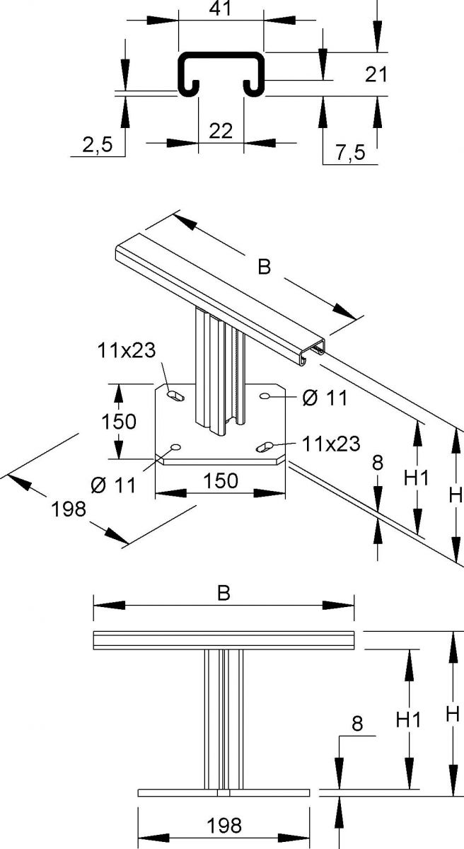 Bodenstütze T-Konsole RSSBP 190.400 V