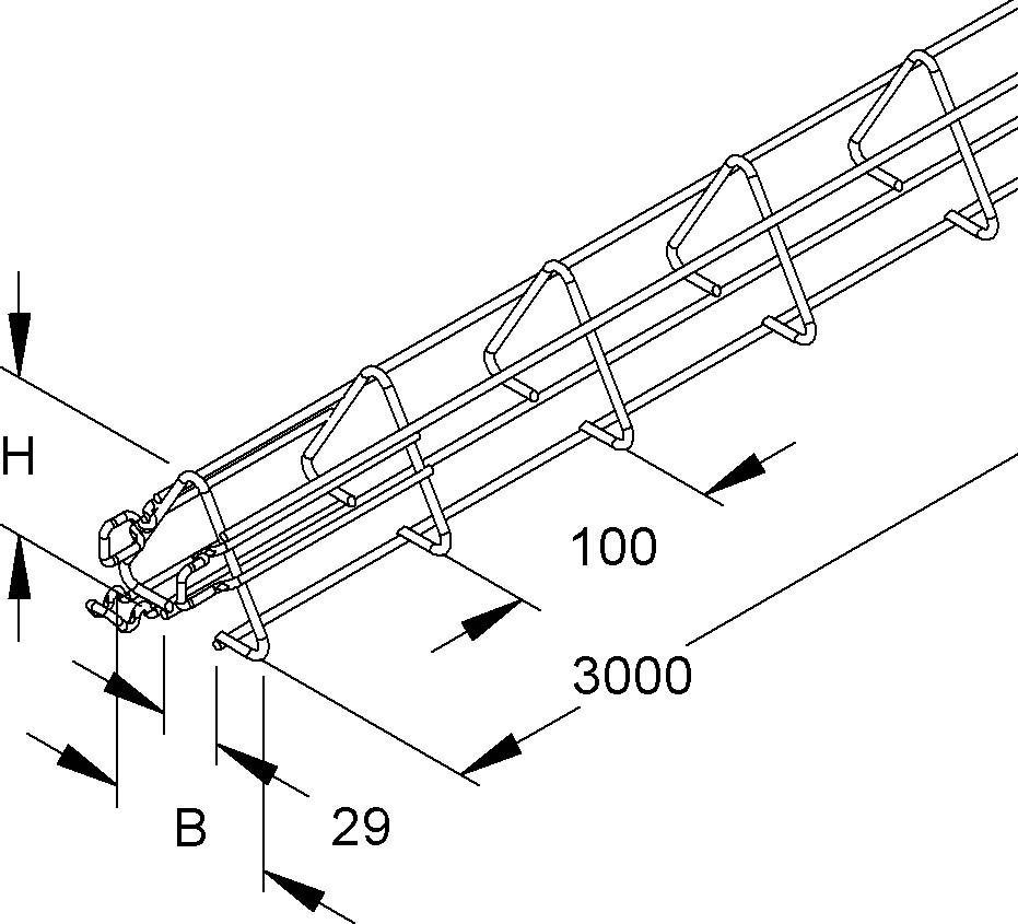 Gitterrinne V-förmig MTCT 100 E3