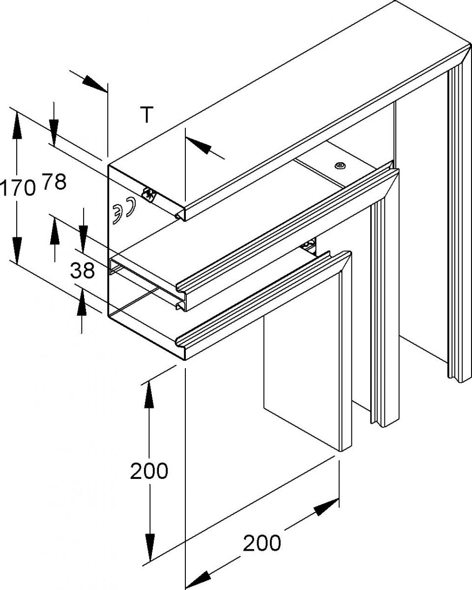 GK-Vertikaleck 90Gr. DKVU 170-78T100 WA