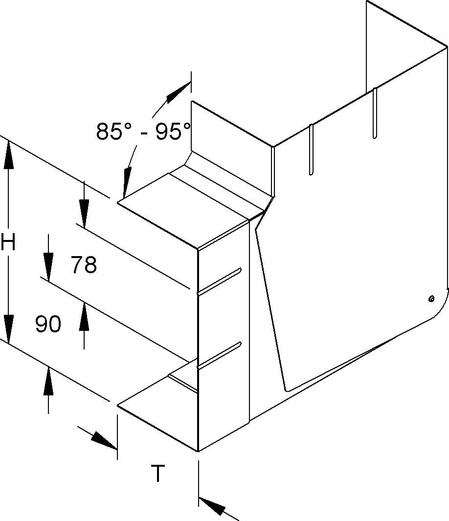 GK-Vertikaleck 90Gr. GKVVO 213A78T100 W