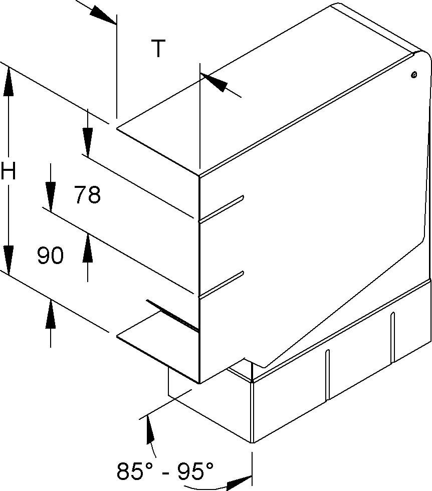 GK-Vertikaleck 90Gr. GKVVU 213A78T100 WA