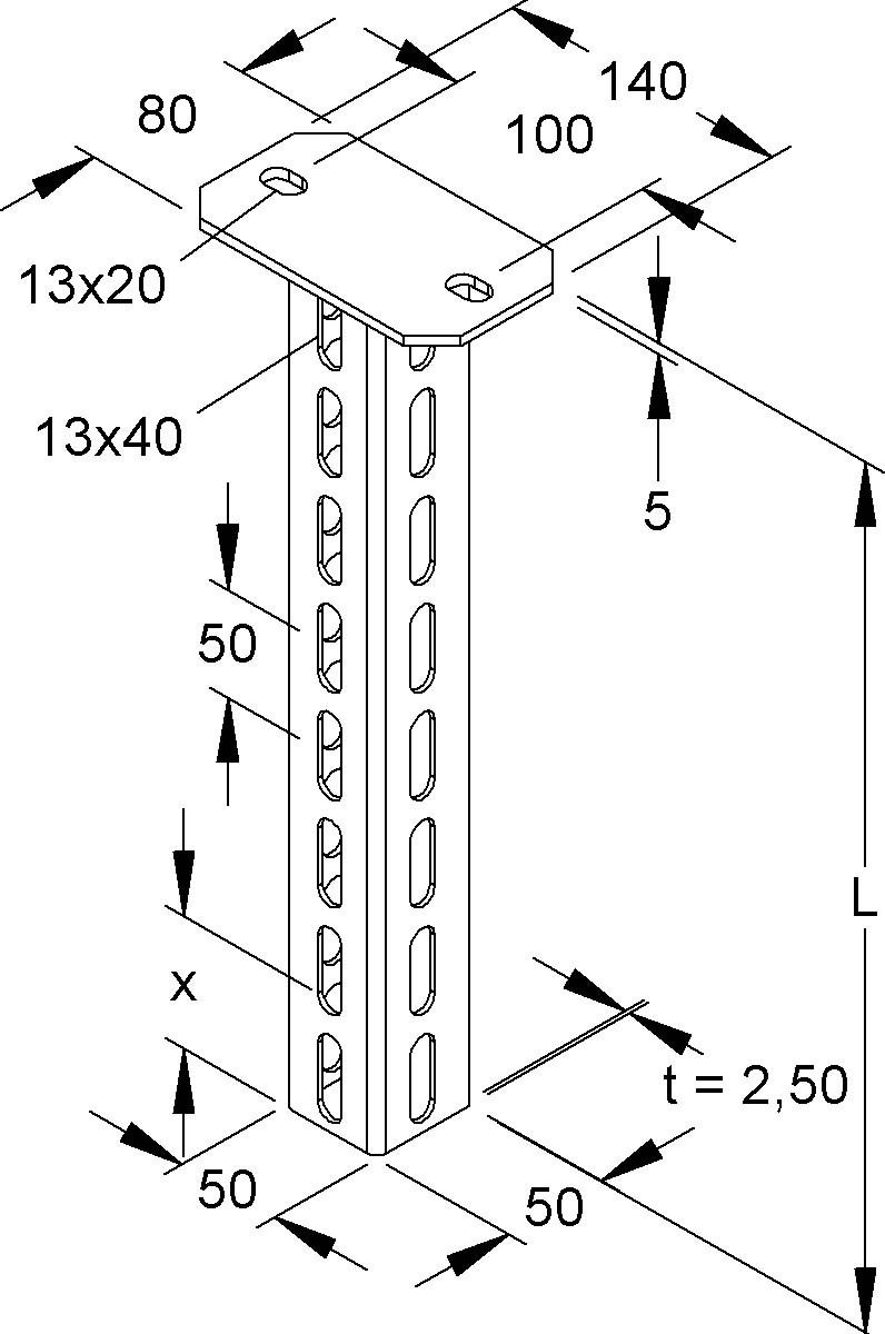 Hängestiel U-Profil HU 5050/2000 C1KG