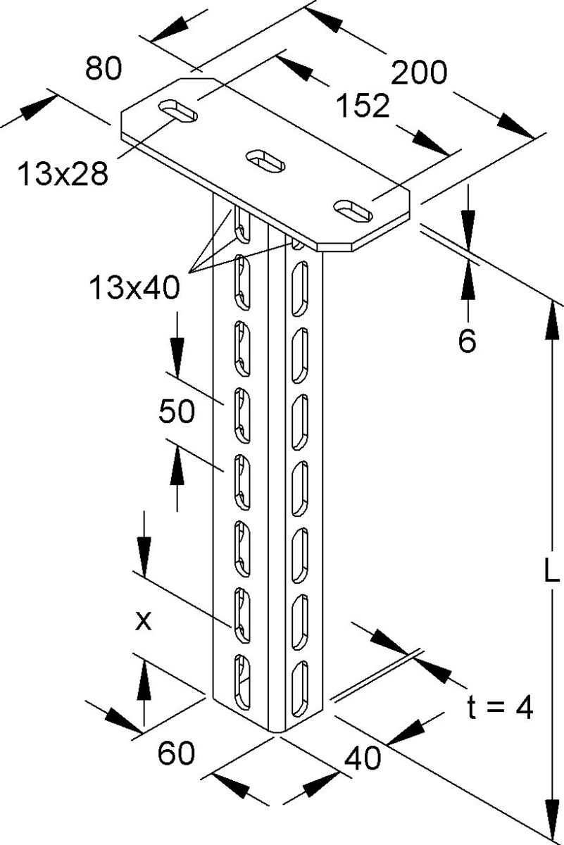 Hängestiel U-Profil HU 6040/300 E5