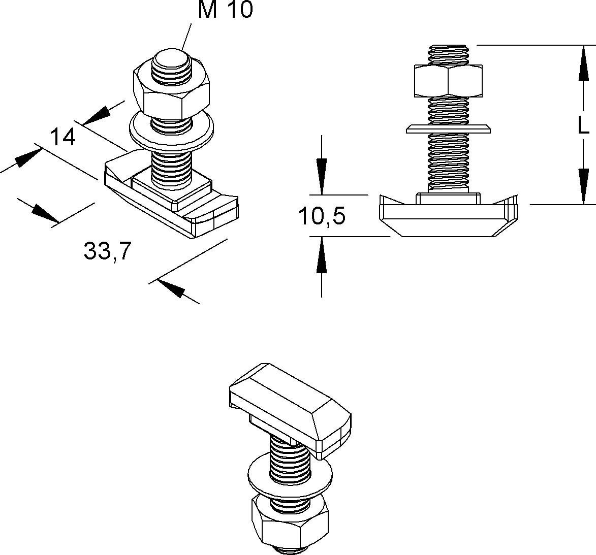 Hakenkopfschraube M10 HK 510/50 F