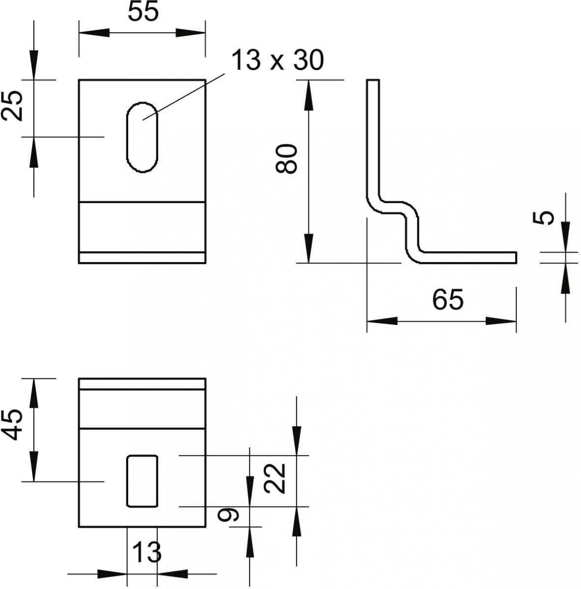 Befestigungswinkel BW 80 55 FTK LGR