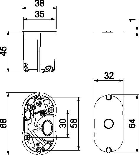 Wandauslassdose, luftdicht HG 45-WAD-LD