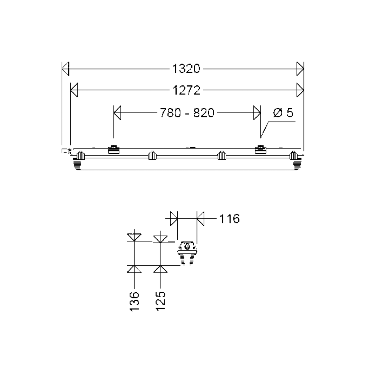 LED-Feuchtraumleuchte 161 12L22 FF/FC