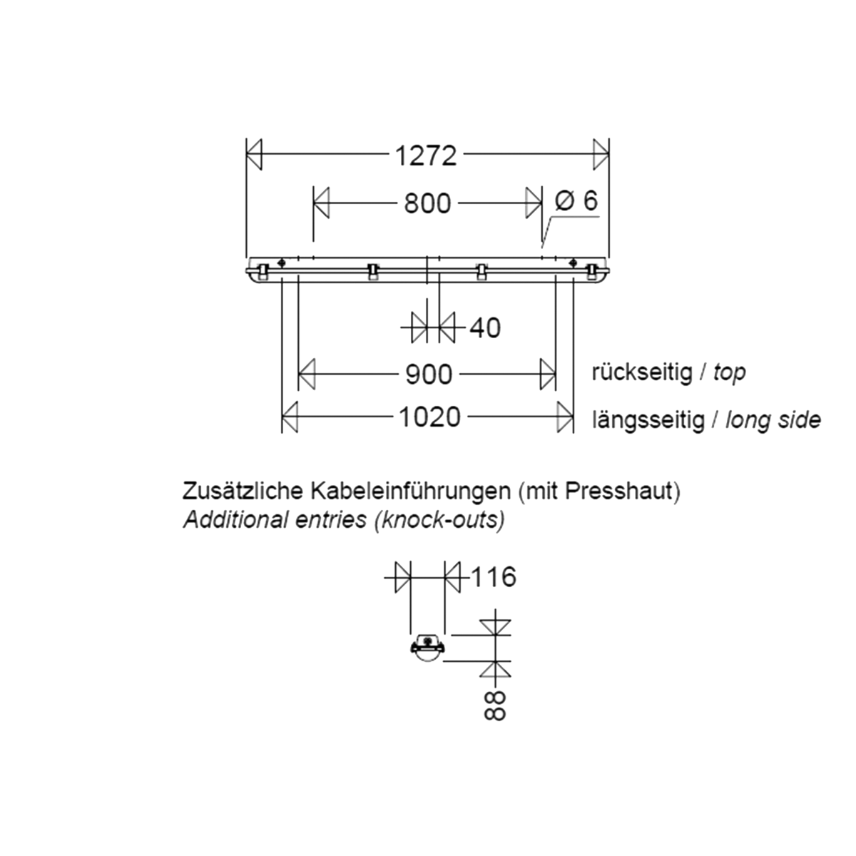 LED-Feuchtraumleuchte 163 12L42G2 T40