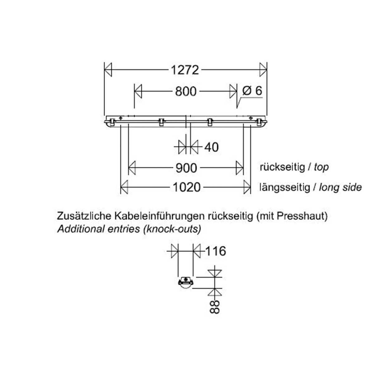 LED-Feuchtraumleuchte 167 12L42G2 DIMC
