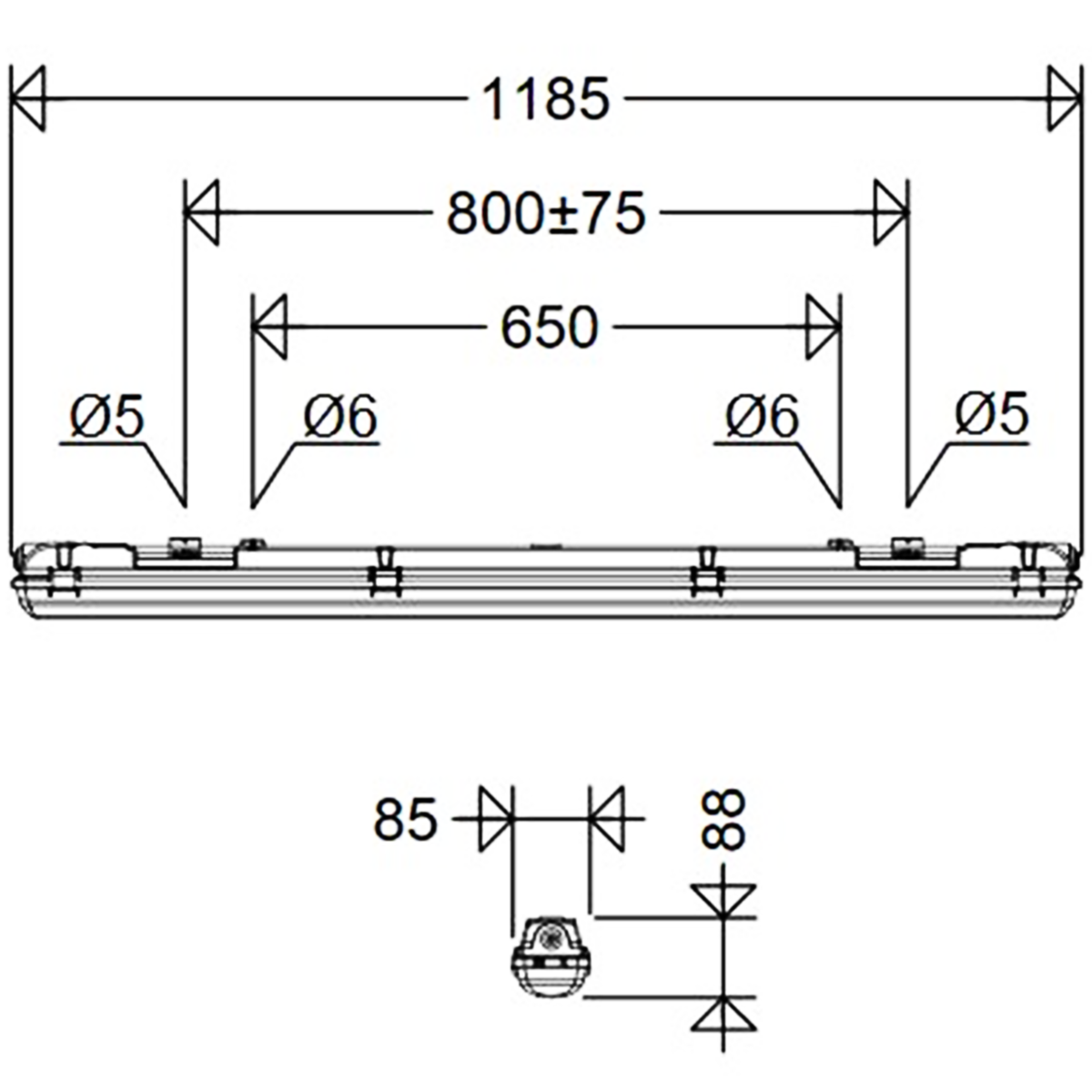 LED-Feuchtraumleuchte 167 12L42G2 DIMC-Z30