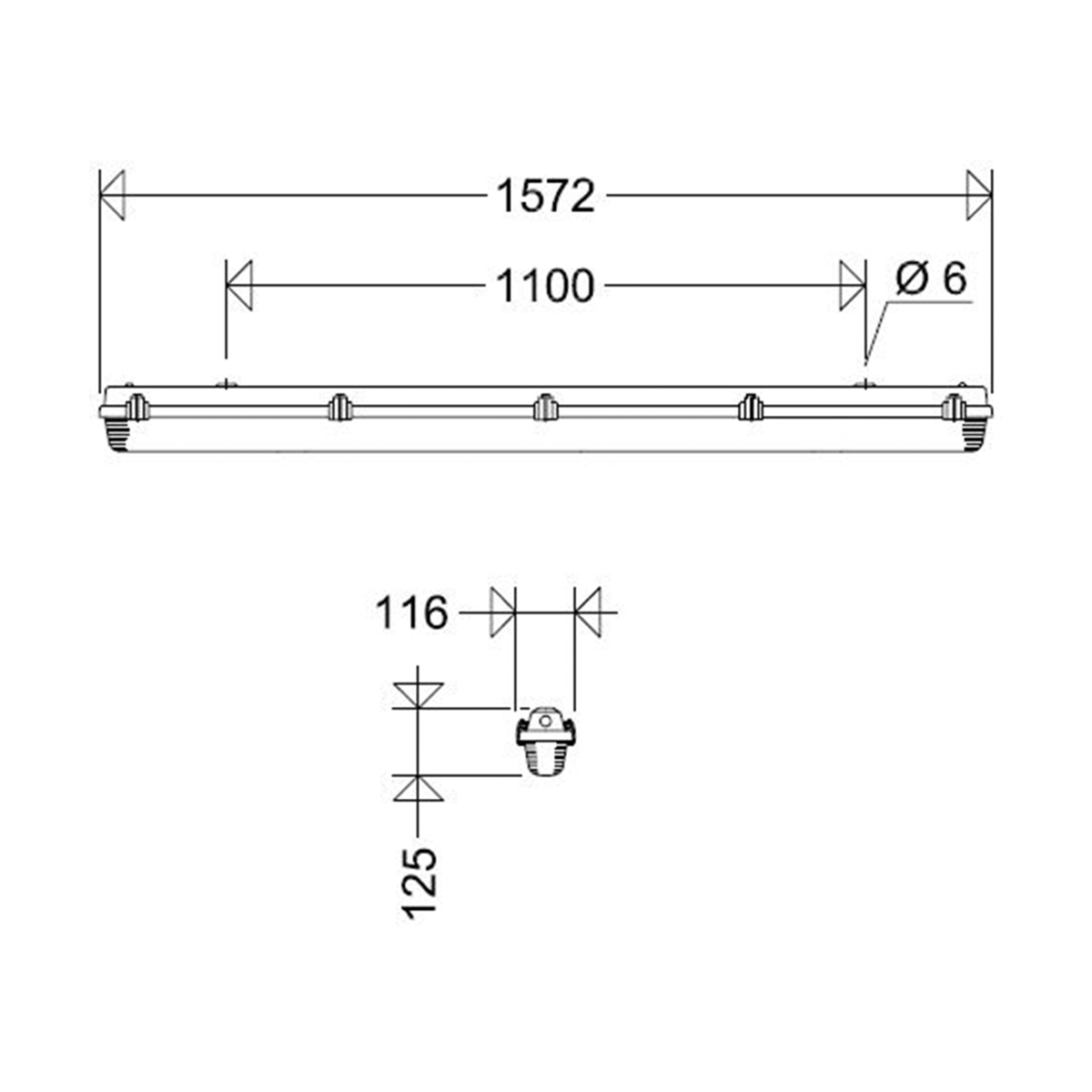 LED-FR-Wannenleuchte 161 15L60 DIMD