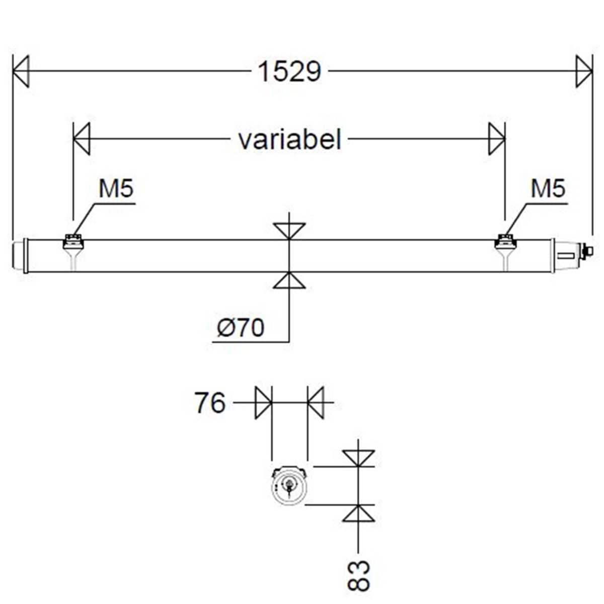 LED-Rohrleuchte 107 15L34 XR LW DIMD