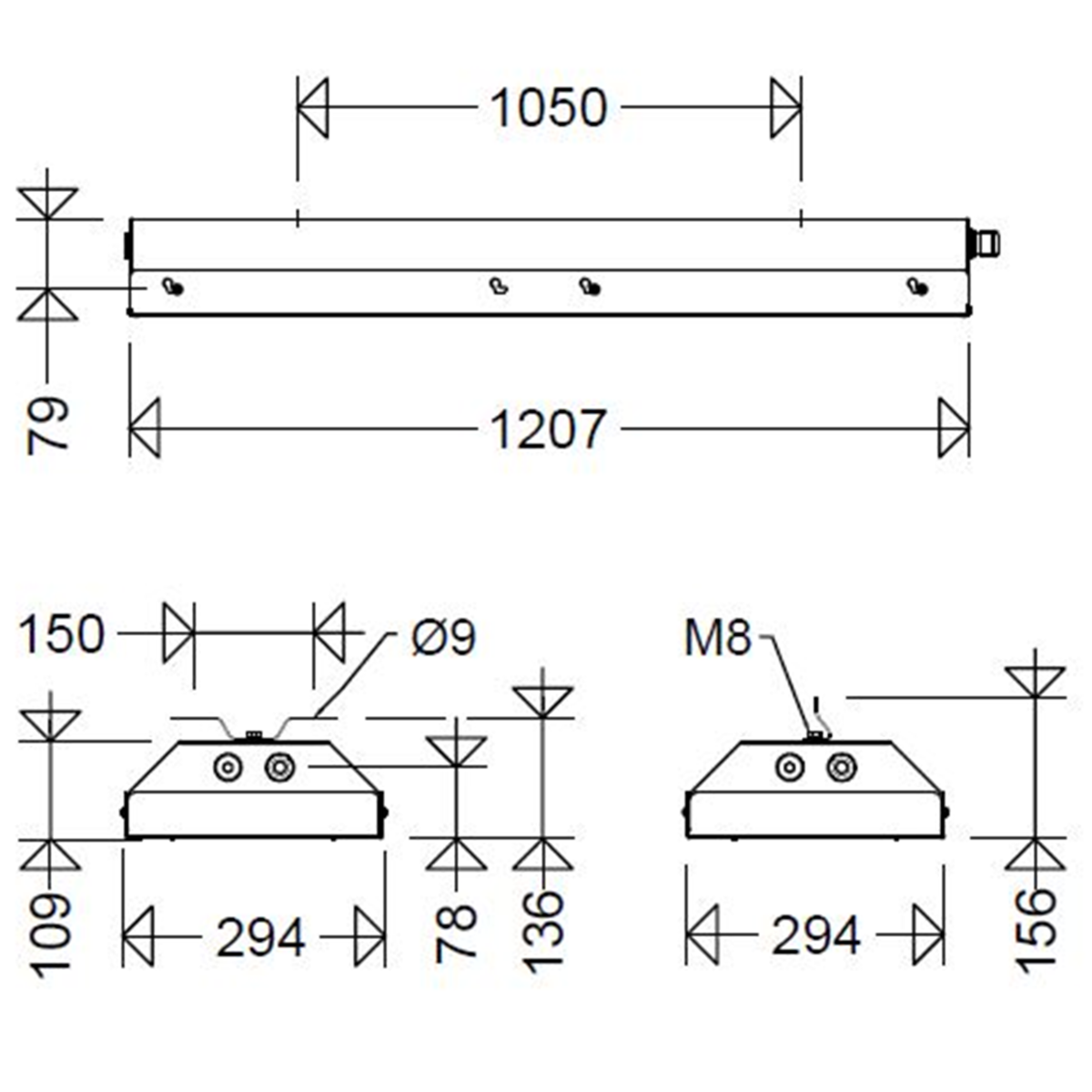 LED-Stahlblechleuchte 185 12L60 SSK