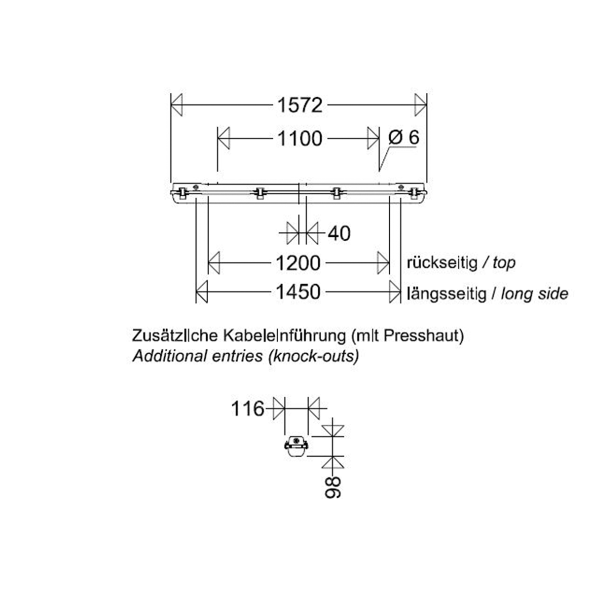 LED-Wannenleuchte 163 1/15 RLED OV