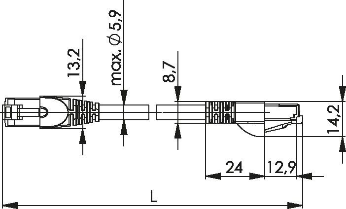 L00002A0119 Patchkabel Cat.6A ISO LSZH grau 2,5m