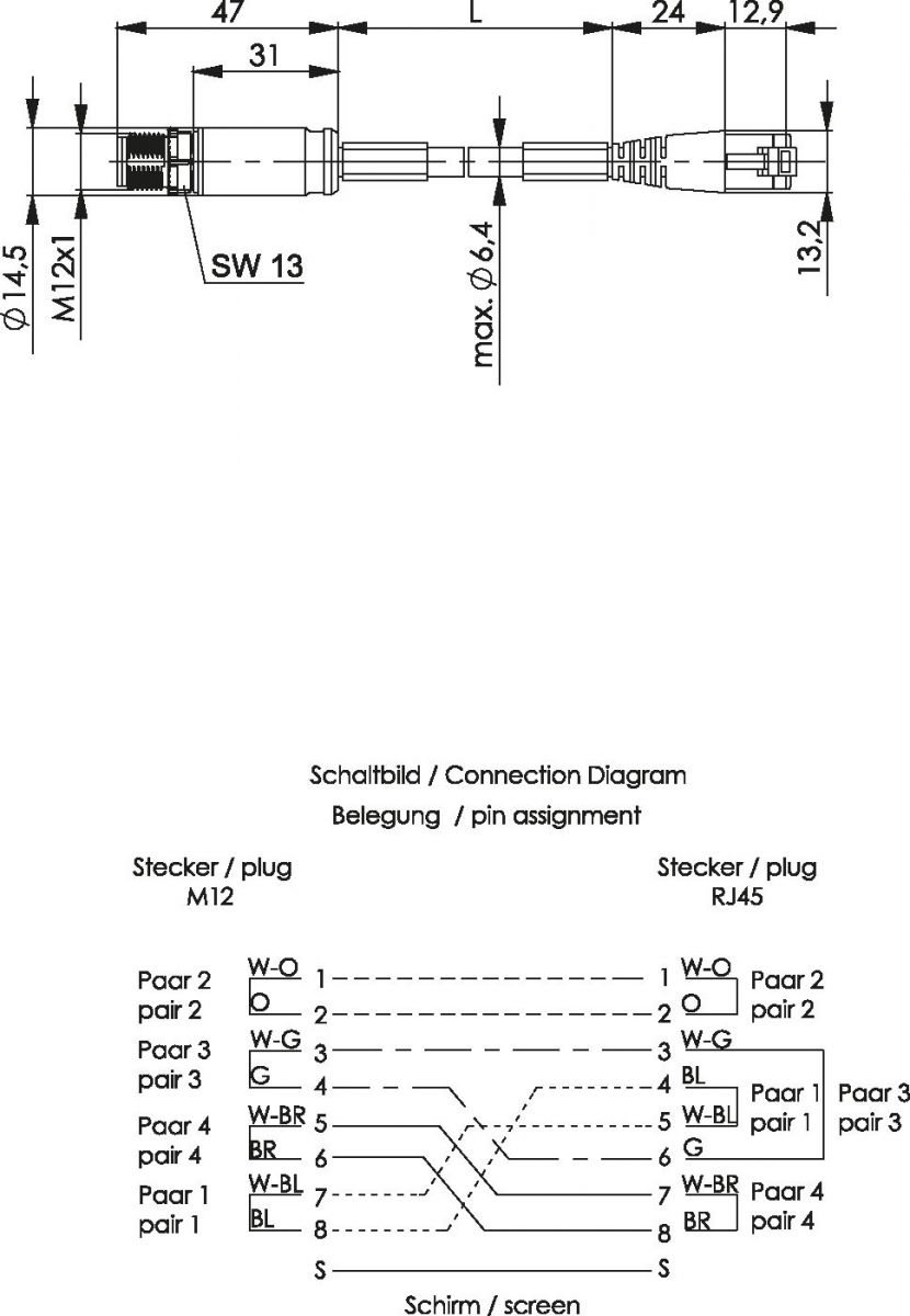 STX M12x1-RJ45 VL 100017250