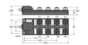 Aktuator-/Sensor-Verteiler TB-8M12-5-5/TXL