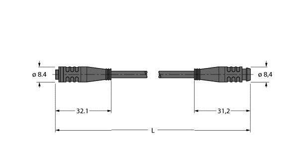 Aktuator- u. Sensorleitung PKG3S-0.3-PSG3S/TEL