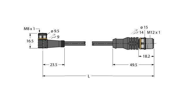 Aktuator- u. Sensorleitung PKW3M-0.3-RSC4T/TEL