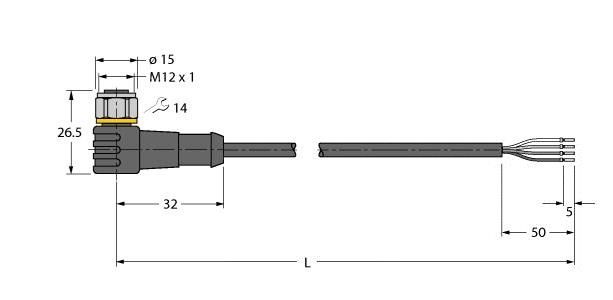 Anschlussleitung WKCV4.4T-P7X2-2/TFW