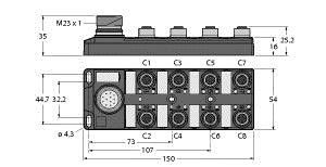 Verteiler passiv TB-8M12-5P3-CS19T Verteiler passiv TB-8M12-5P3-CS19T
