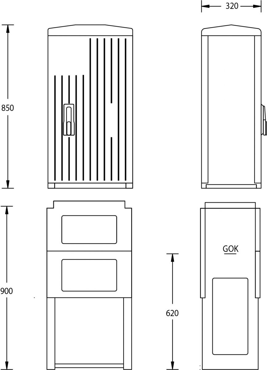 Leerschrank IP44 A060-M-850