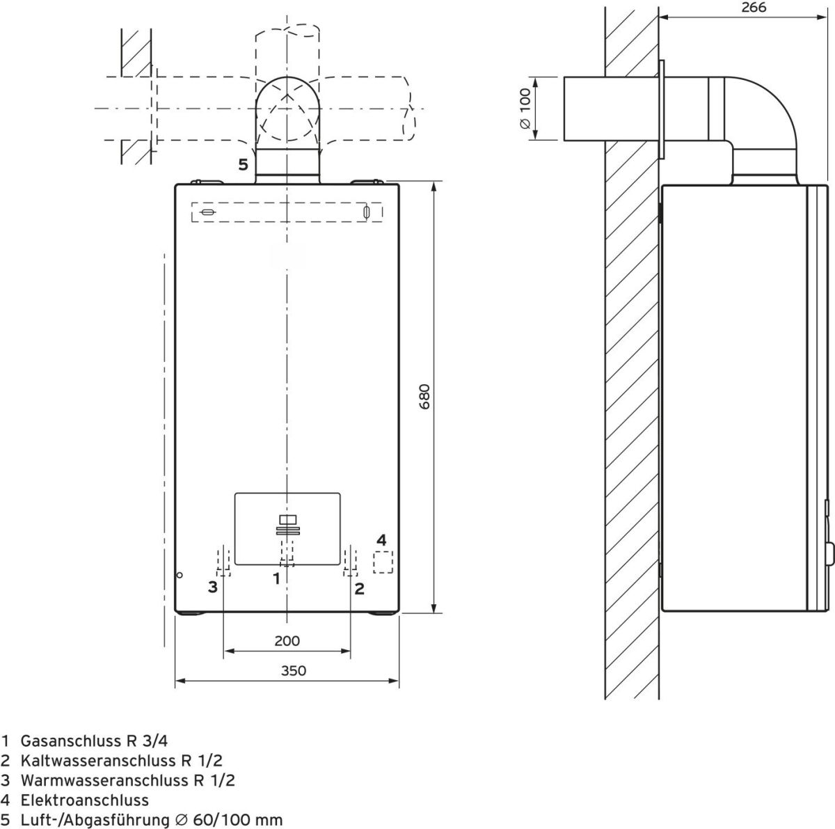 Gas-Durchlaufwasserhitzer turboMAG 145/1 LL