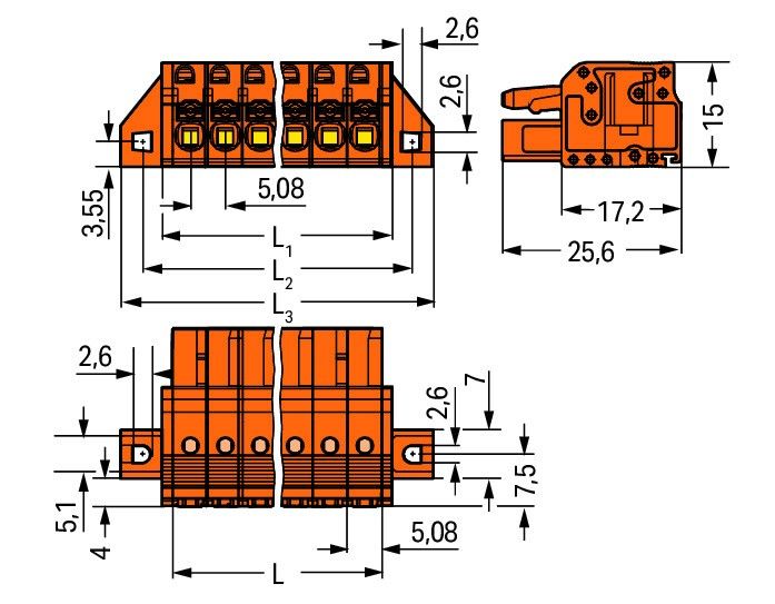 1-Leiter-Federleiste 2231-308/031-000