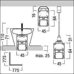 Kanal für LED-Lichtlinie SLOINslim K L2250 BK