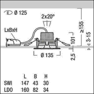 LED-Deckeneinbauleuchte MICROS2 #60300041