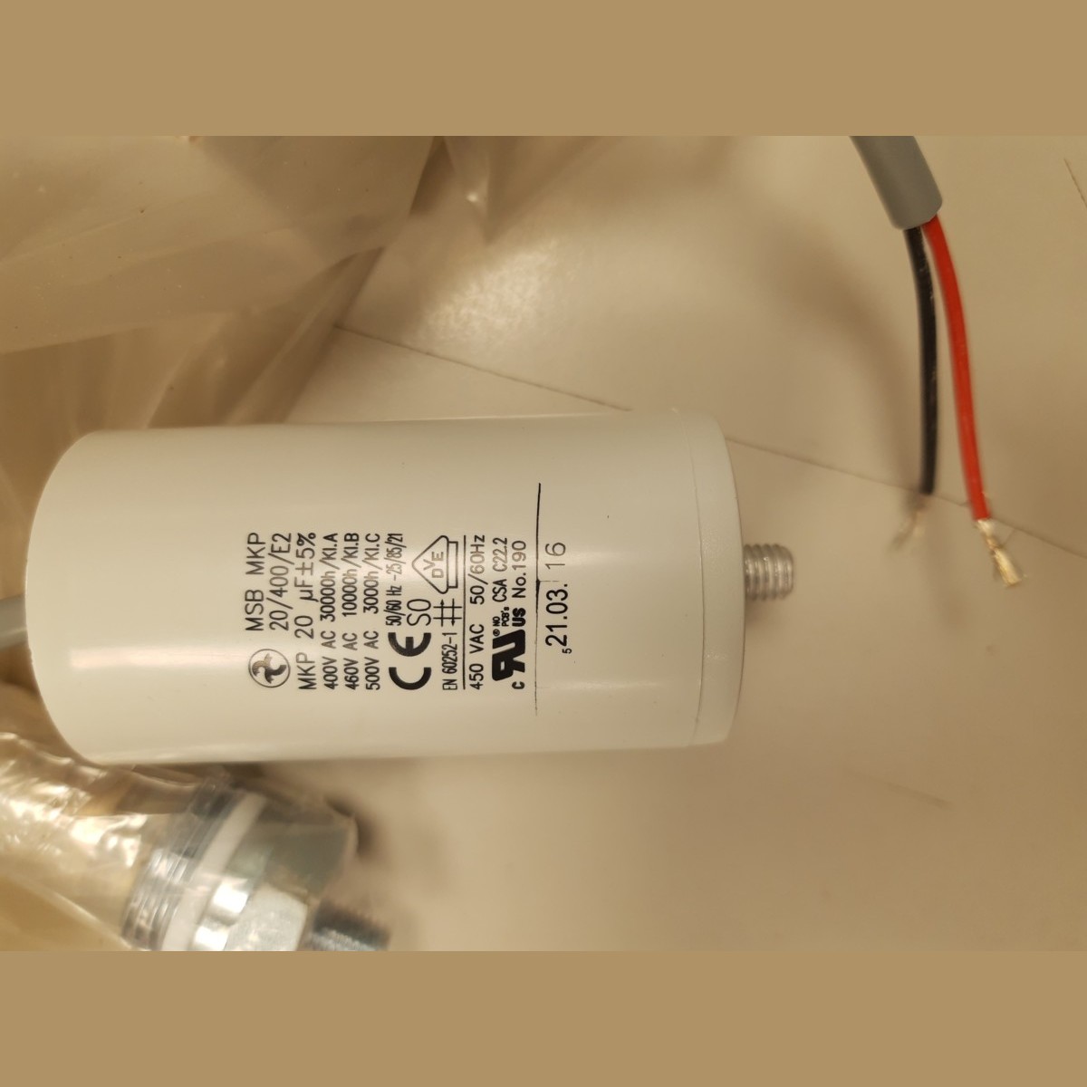 Motorkondensator MSB MKP 20uF-400V