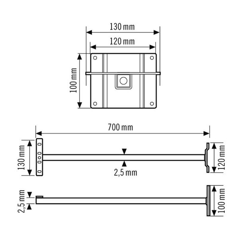 Wandausleger inkl. Adapter FL WALL ARM 700 BK