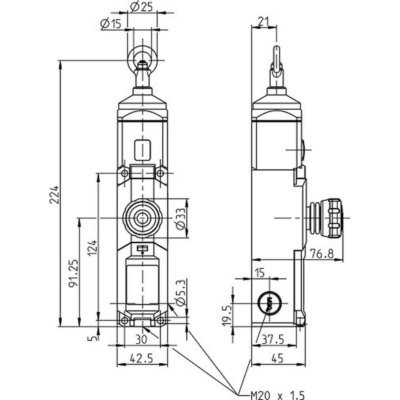 Seilzugschalter SRU2Z0-LU-100-L0-0-0