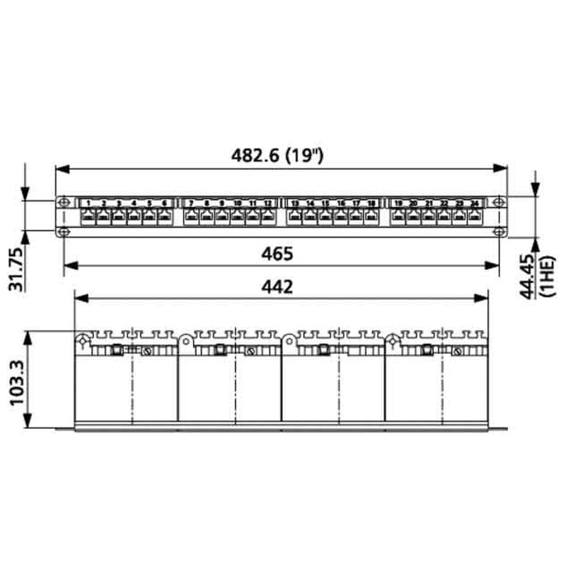 24-Port Panel E-DAT C6A TN EDATC6A-MP24-mod